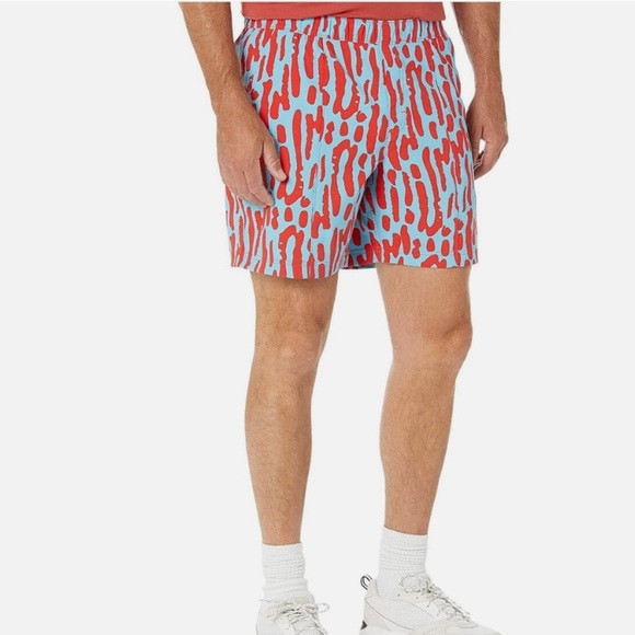 The North Face men’s pull on shorts blue red print moisture wicking pockets L - Picture 3 of 12